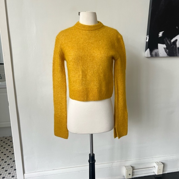 Mustard Cropped Wool and Mohair Blend Sweater - Picture 2 of 9
